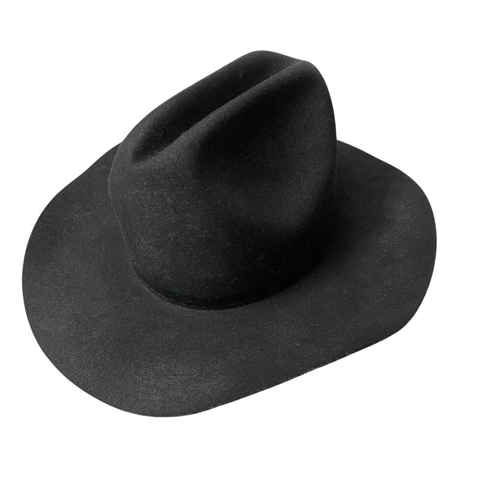Sheplers Western Hat Size 7 Black Dynafelt Fur Felt Cowboy Ranch Pinched USA